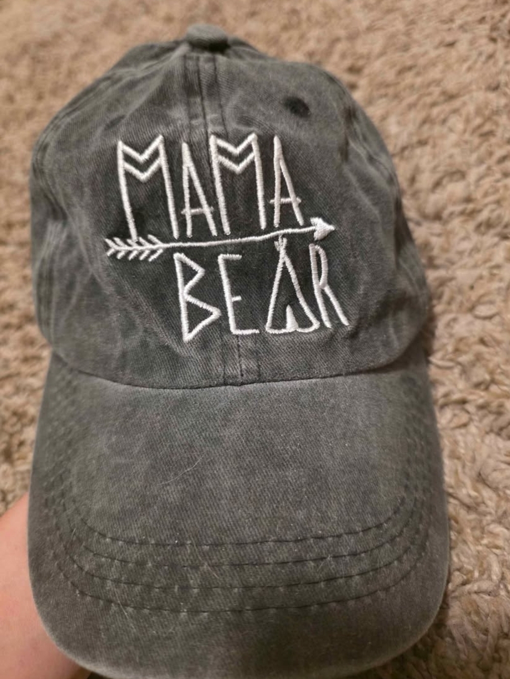 Mama Bear Embroidered Cap - Gray
